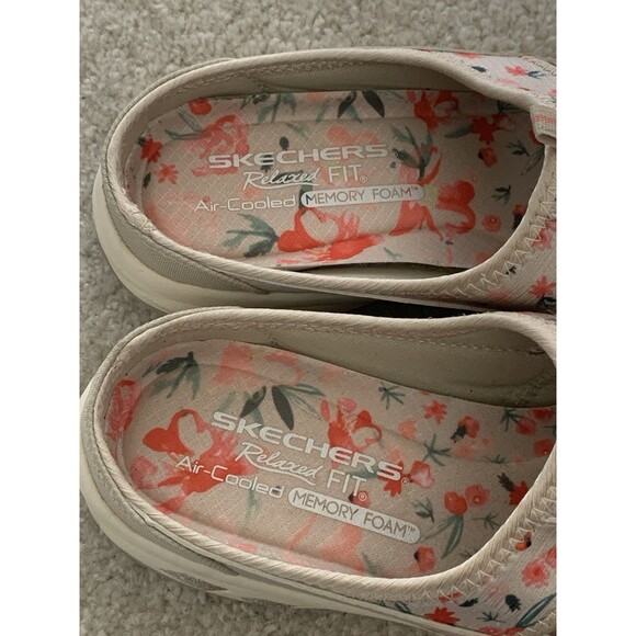 Skechers Commute Time Memory Foam Mules Floral White/Pink Sz 8 Washable Slip Ons - Picture 4 of 8